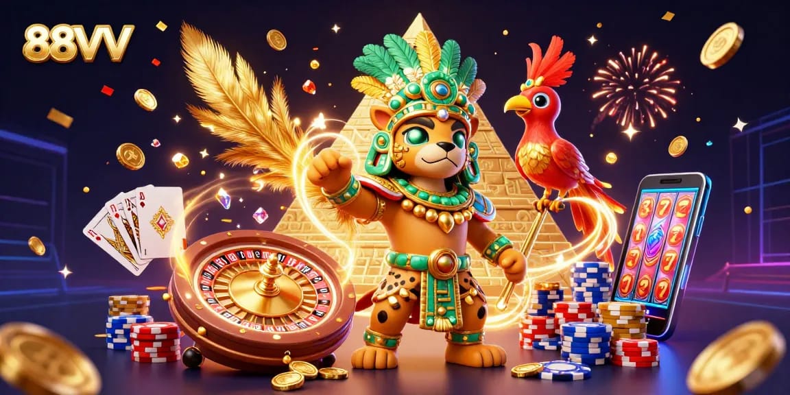 Engage with the thrilling games at 88VV featuring vibrant characters and dynamic casino elements.