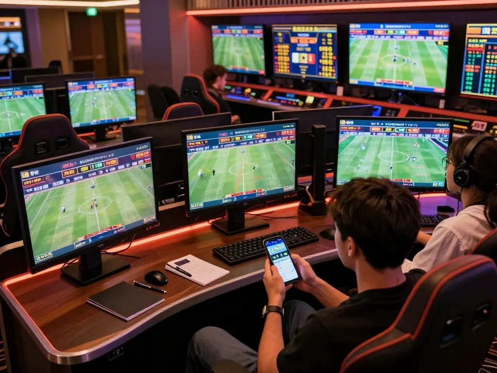 Player using hb88 mobile app to place bets during live sports event.