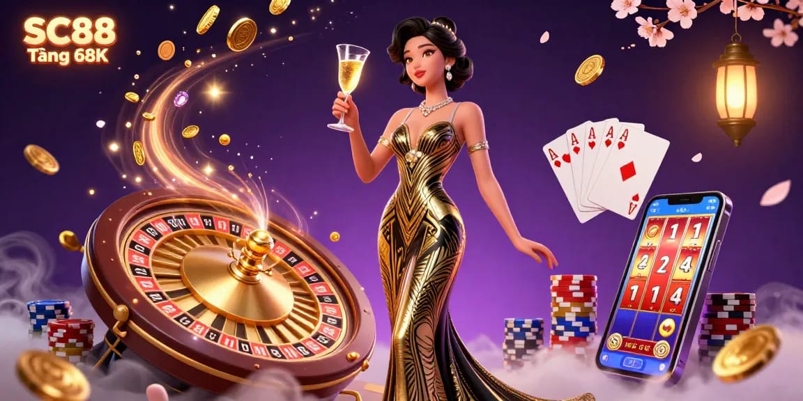 Experience the thrill of SC88 Tặng 68K with elegant casino ambiance and exciting game elements.