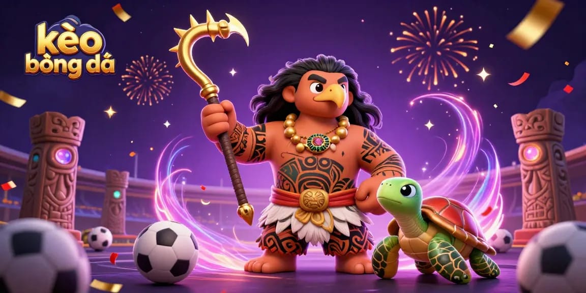 Engage strategically with kèo bóng đá through vibrant sports betting elements in this dynamic, colorful scene.