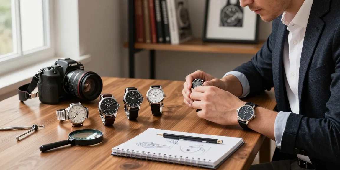 Showcasing super clone watches on a stylish table with elegant decor and natural light.