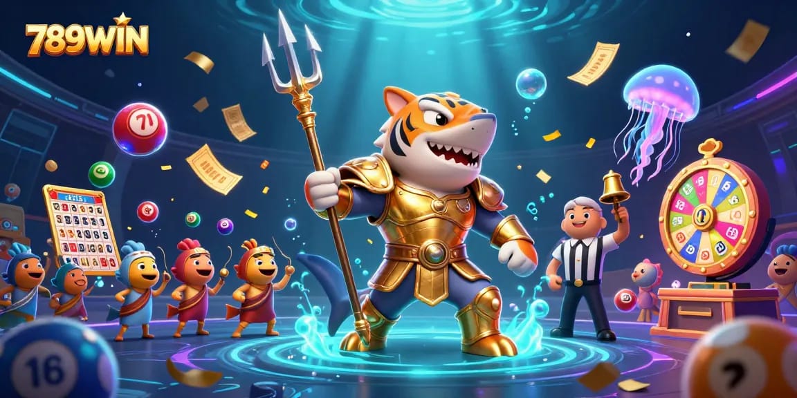 Wager exciting games at 789WIN with a dynamic underwater casino scene featuring lively characters.