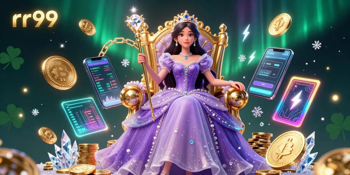 Experience thrilling gameplay at rr99 with vibrant coins and royal elements in a rich casino illustration.