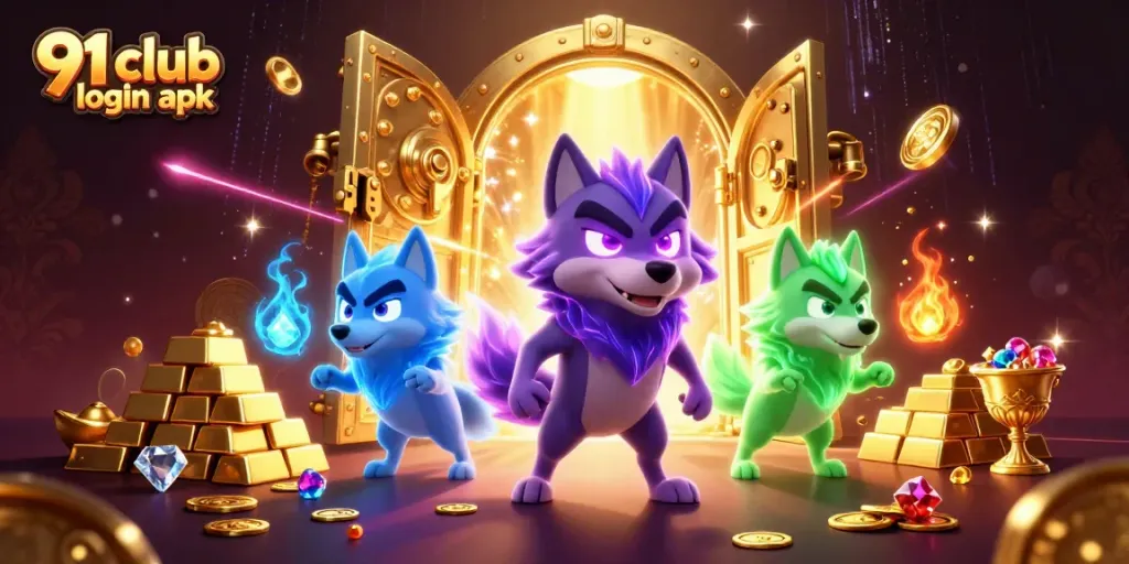 Explore 91 club login apk with a dynamic scene of thrilling casino elements and captivating characters.