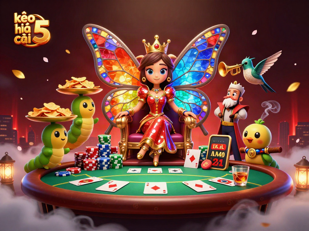 Engage with kèo nhà cái 5 by exploring vibrant casino elements in a dynamic illustration.