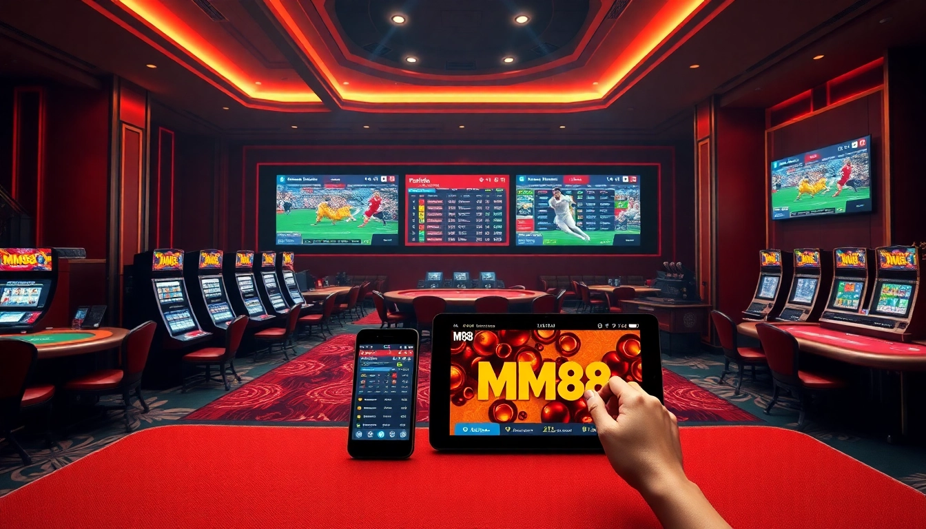 Dynamic gaming environment at MM88 showcasing online betting options including casino games and sports, highlighting https://mm88.agency/.