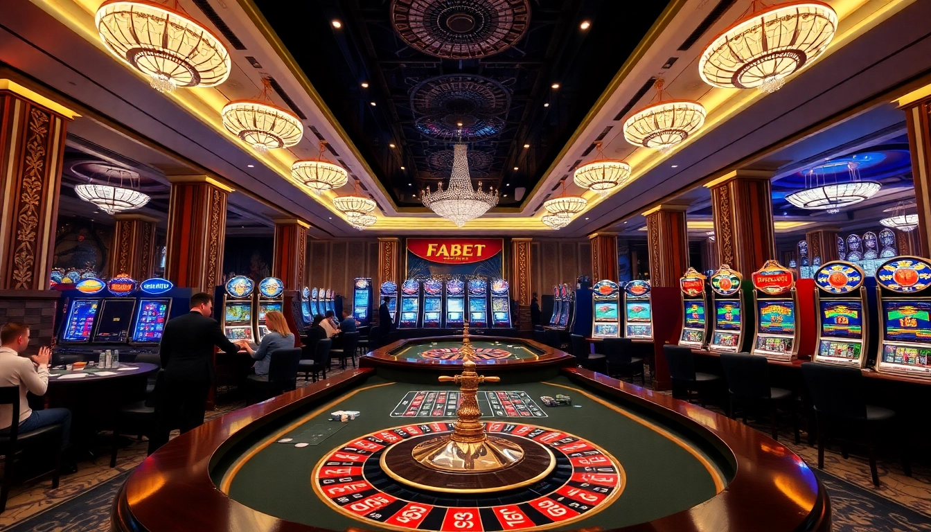 Players enjoying winning strategies at nhà cái FABET's casino tables.