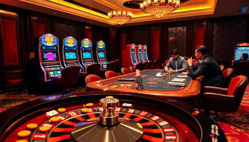 A thrilling roulette game with upscale decor, reflecting the luxury of https://lucky88vi.net online gambling experience.