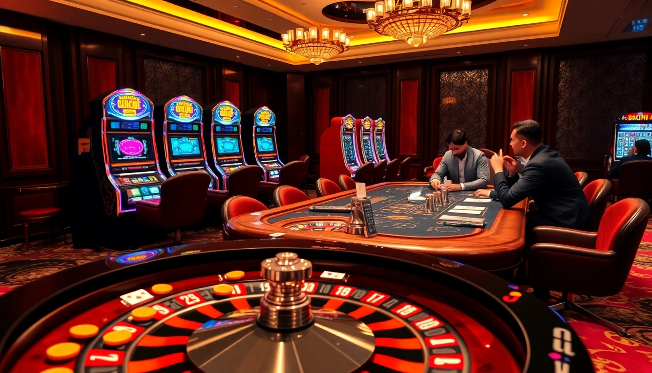 A thrilling roulette game with upscale decor, reflecting the luxury of https://lucky88vi.net online gambling experience.