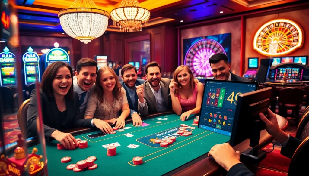 Exciting casino experience at https://xx88.promo/ with vibrant poker game and slot machines.