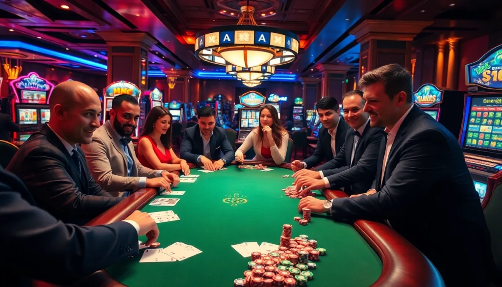 Experience the excitement of Max88 vin with players enjoying a vibrant casino atmosphere.