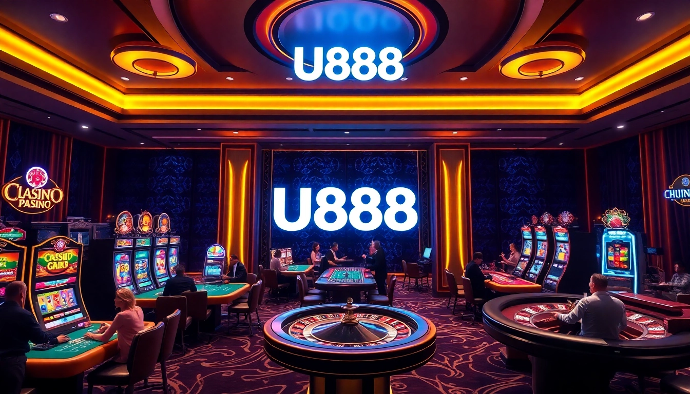 Experience the excitement of U888 Casino with players at vibrant tables and classic games.