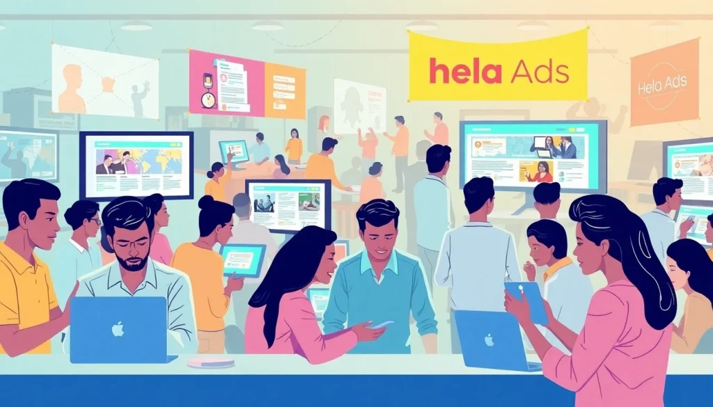 Engaging online advertising marketplace featuring Hela Ads showcased on digital devices.