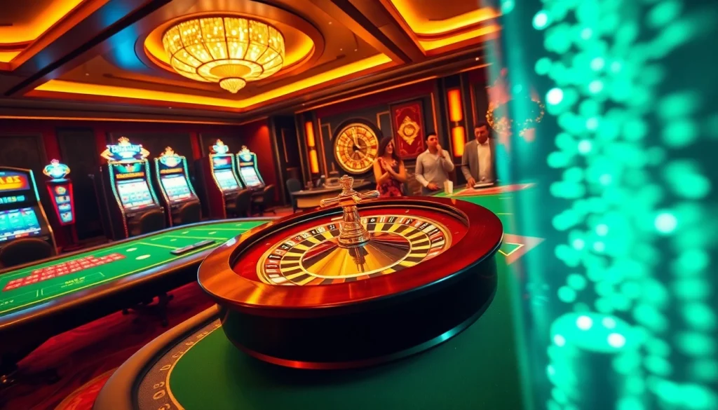 Engage in the thrilling atmosphere at nhà cái 9WIN with poker chips and slot machines on display.