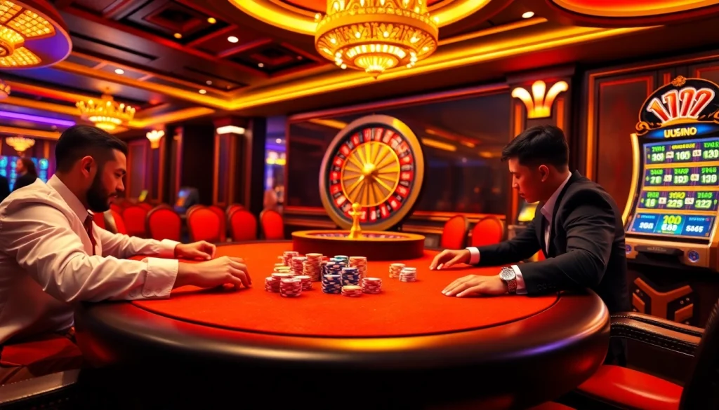 Experience the excitement of U888 online casino with vibrant poker chips and a roulette wheel.