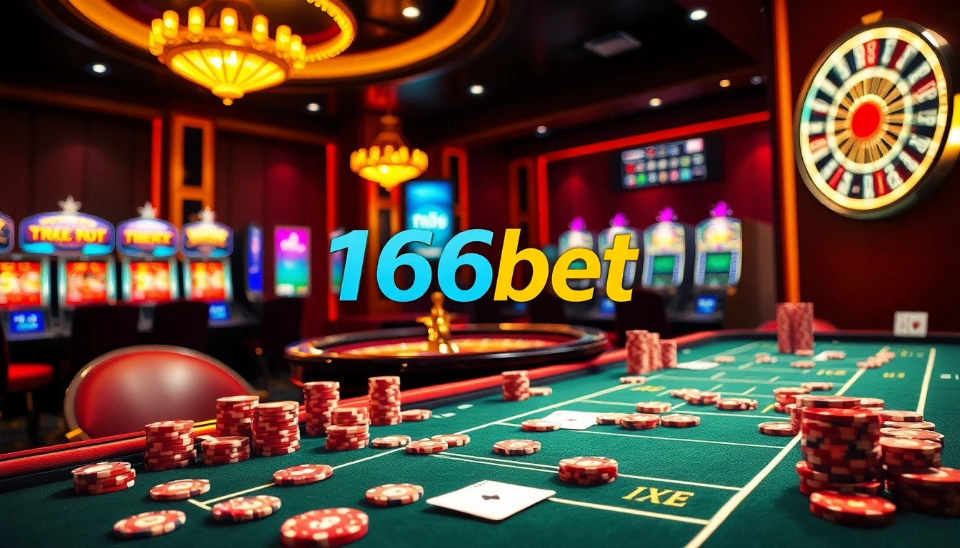 Experience the thrill of the 166bet App with vibrant gaming tables and exciting casino visuals.