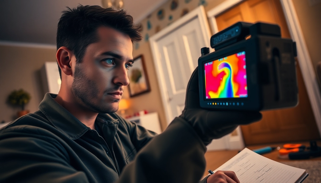 Central heating hidden leak detection by a technician using thermal imaging.