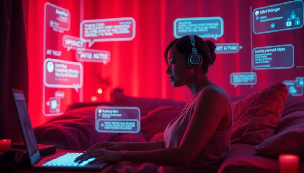Engaging AI sex chat conversation in a cozy, romantic digital space.
