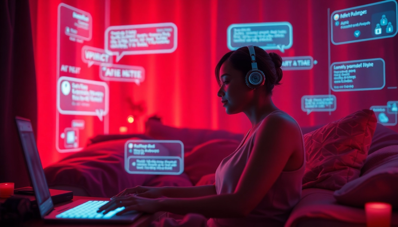 Engaging AI sex chat conversation in a cozy, romantic digital space.