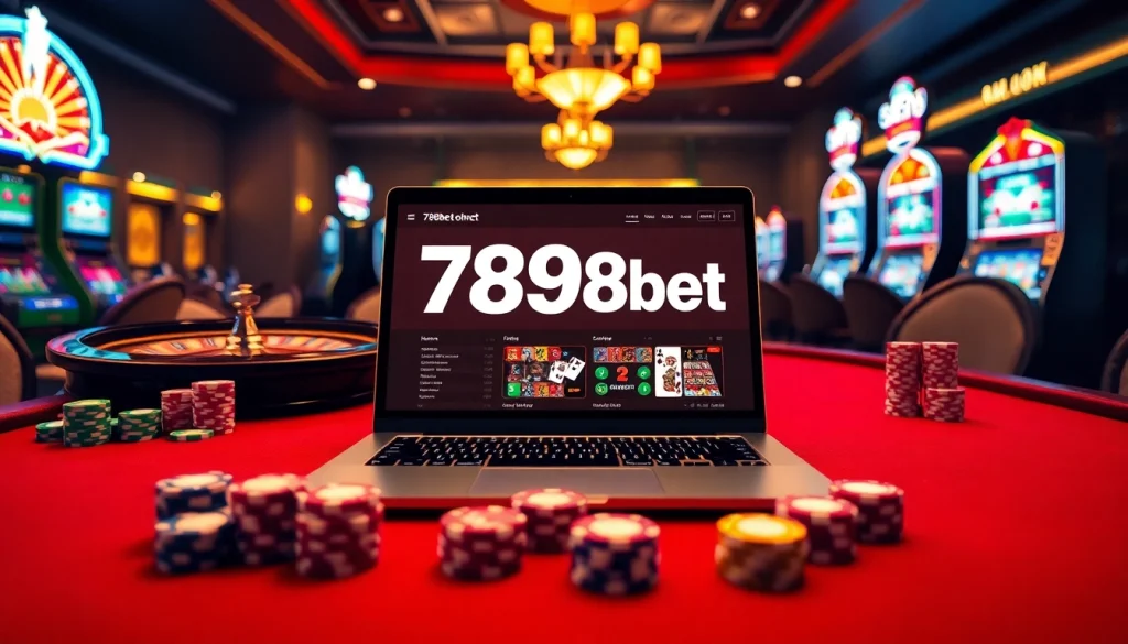 Experience the thrill of gambling with 789bet at a luxurious casino table setup showcasing chips and online betting.