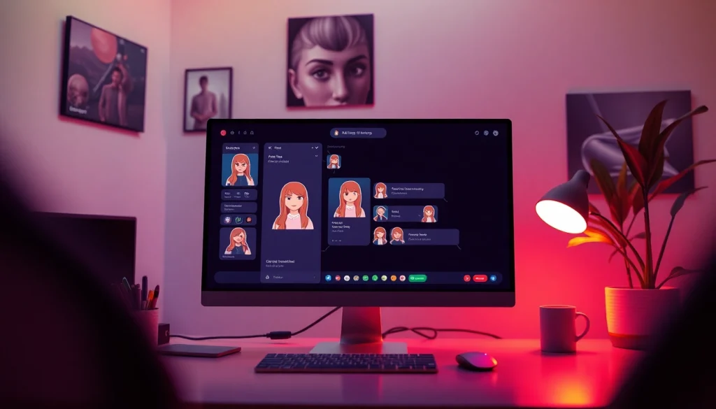 Engaging free AI porn chat interface with inviting colors and character avatars
