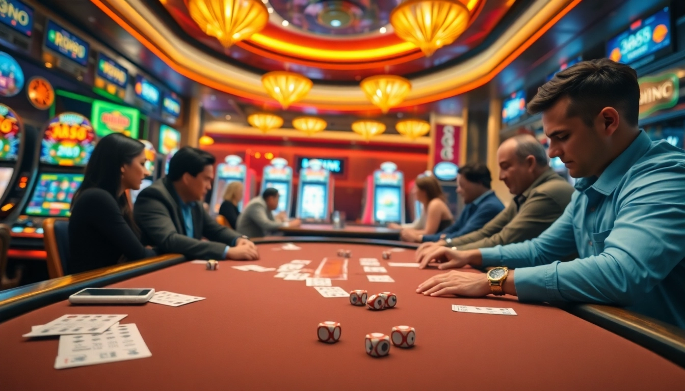High-stakes poker table scene at RR88 casino with vibrant atmosphere and dynamic gaming elements.