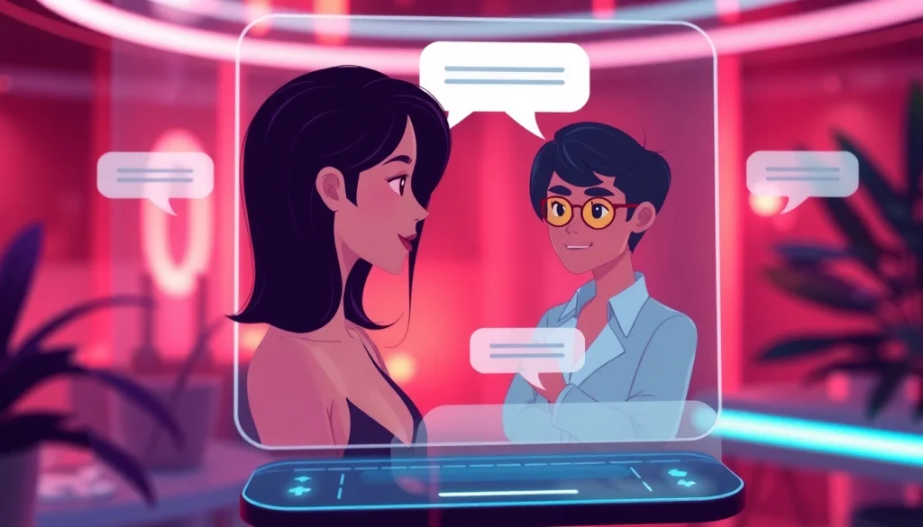 Engaging scene showcasing a vibrant AI sex chat interface with interactive character avatars.