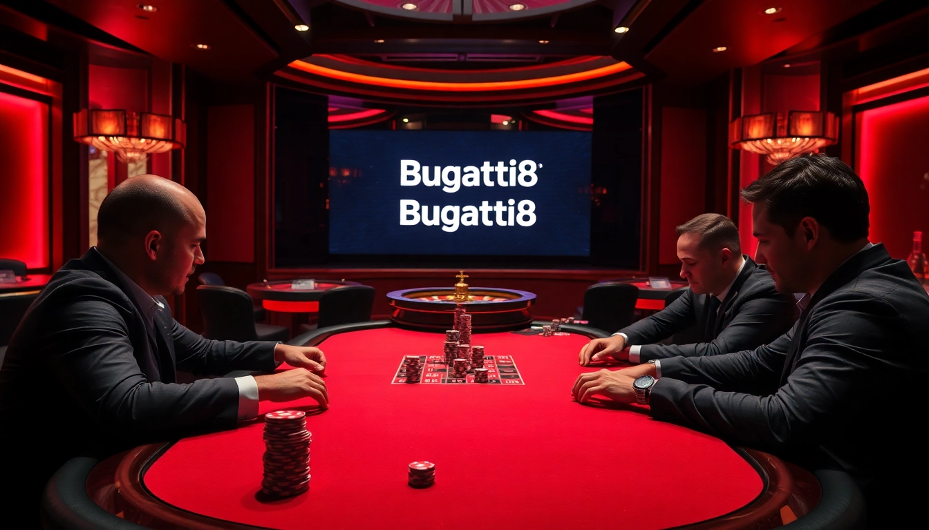 Engage in high-stakes gaming at Bugatti8 with vibrant casino tables and thrilling atmosphere.
