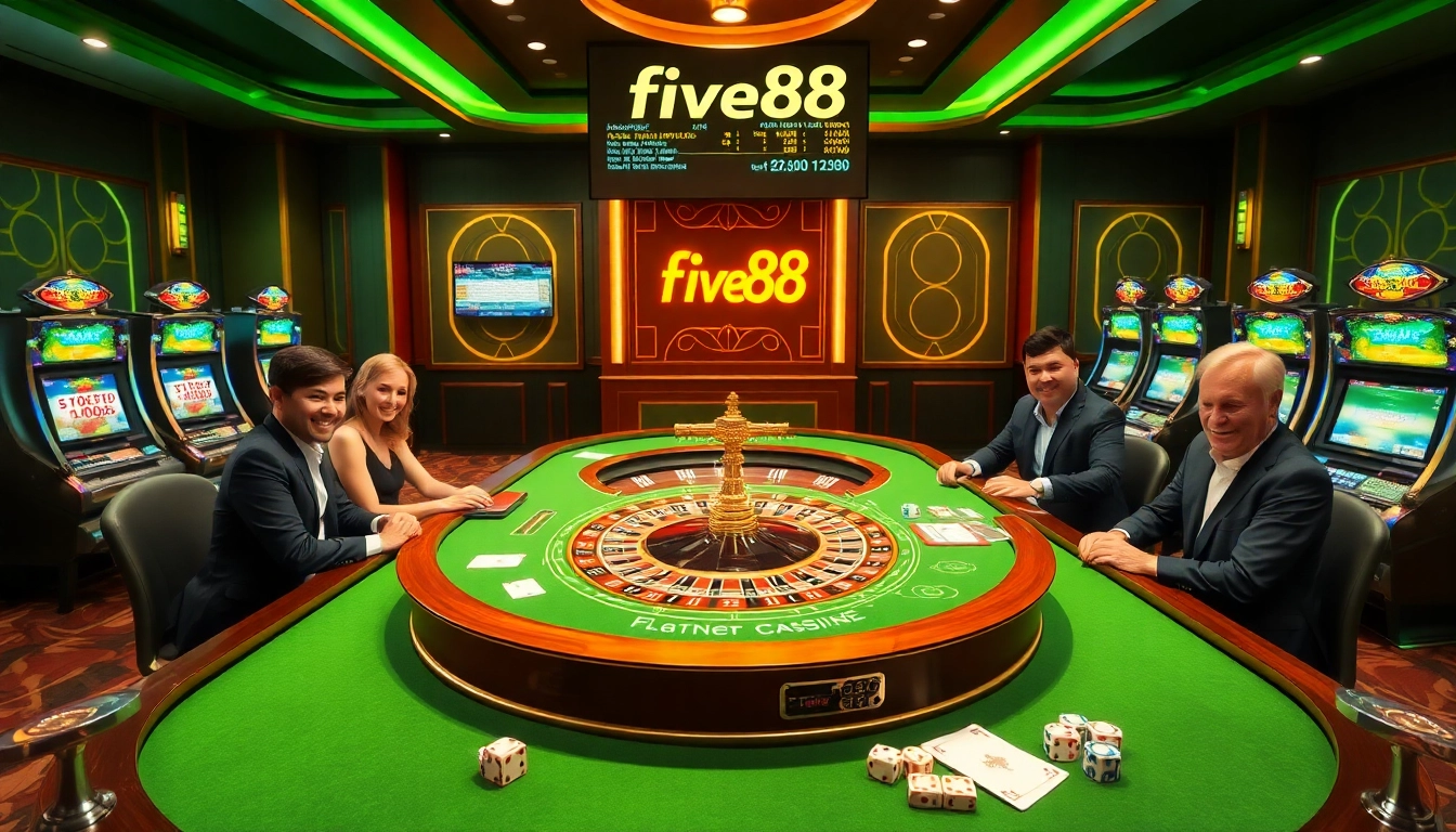 Exciting roulette action at five88 casino with players engaged in high-stakes bets.