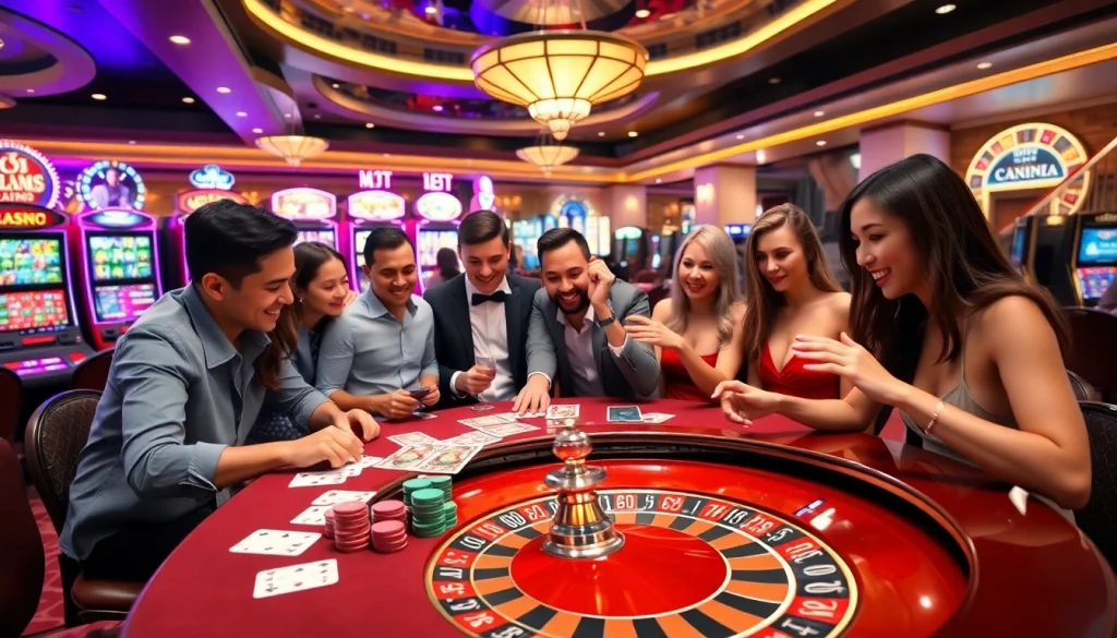 Exciting gameplay at net88x.net highlighting a vibrant casino scene with roulette and poker elements.