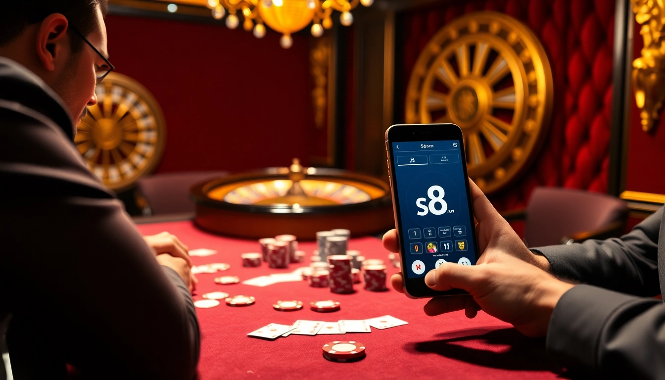 Place bets confidently at s8.com with an intense poker game in a luxury casino setting.