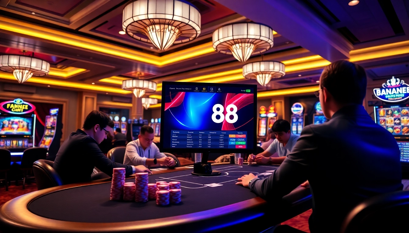 Experience intense betting action with BU88 at an upscale casino featuring live games and modern interfaces.