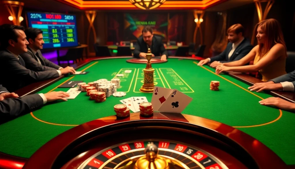 Kèo nhà cái showcased with vibrant poker chips and tables in an exciting casino scene.