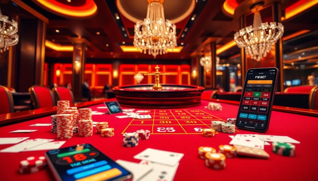Experience the thrill of F8 BET with vibrant casino gameplay featuring cards and roulette.