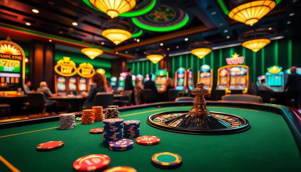 Players enjoying a thrilling game at WW88 casino table with vibrant atmosphere.