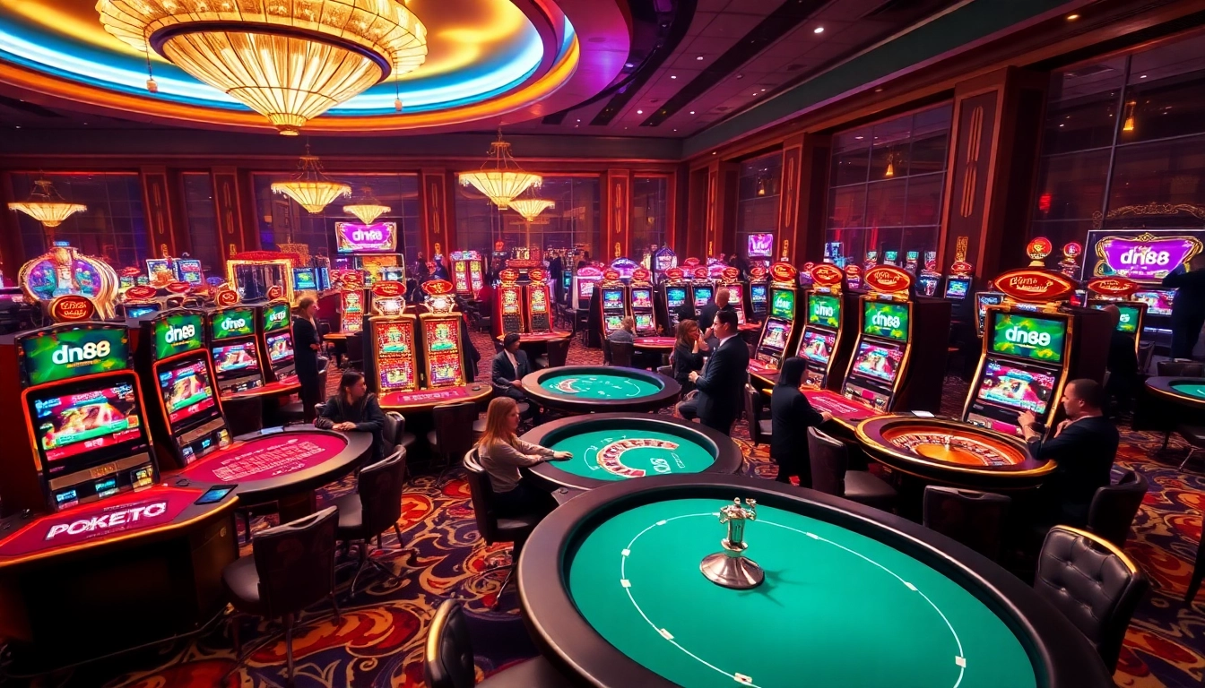 Experience the thrilling excitement of dn88 with poker tables and vibrant slot machines.
