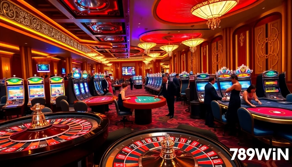 Experience thrilling gameplay and vibrant atmosphere at 789win casino with elegant gaming tables and exciting slot machines.