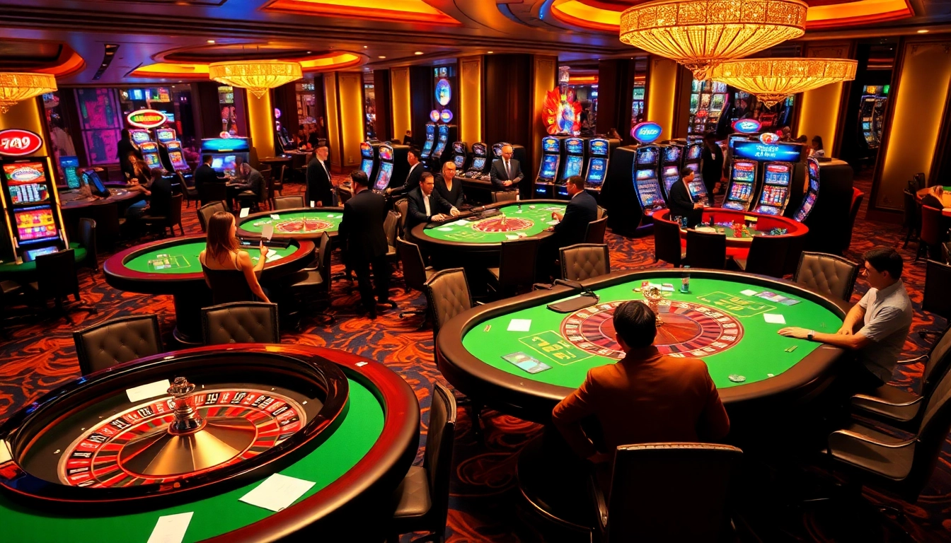 Join the excitement at 789club with vibrant casino tables and glamorous game elements.