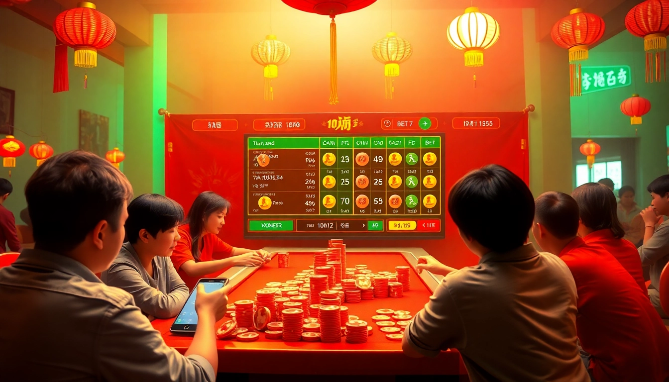 Xóc đĩa online game showcasing vibrant digital interface and player excitement.