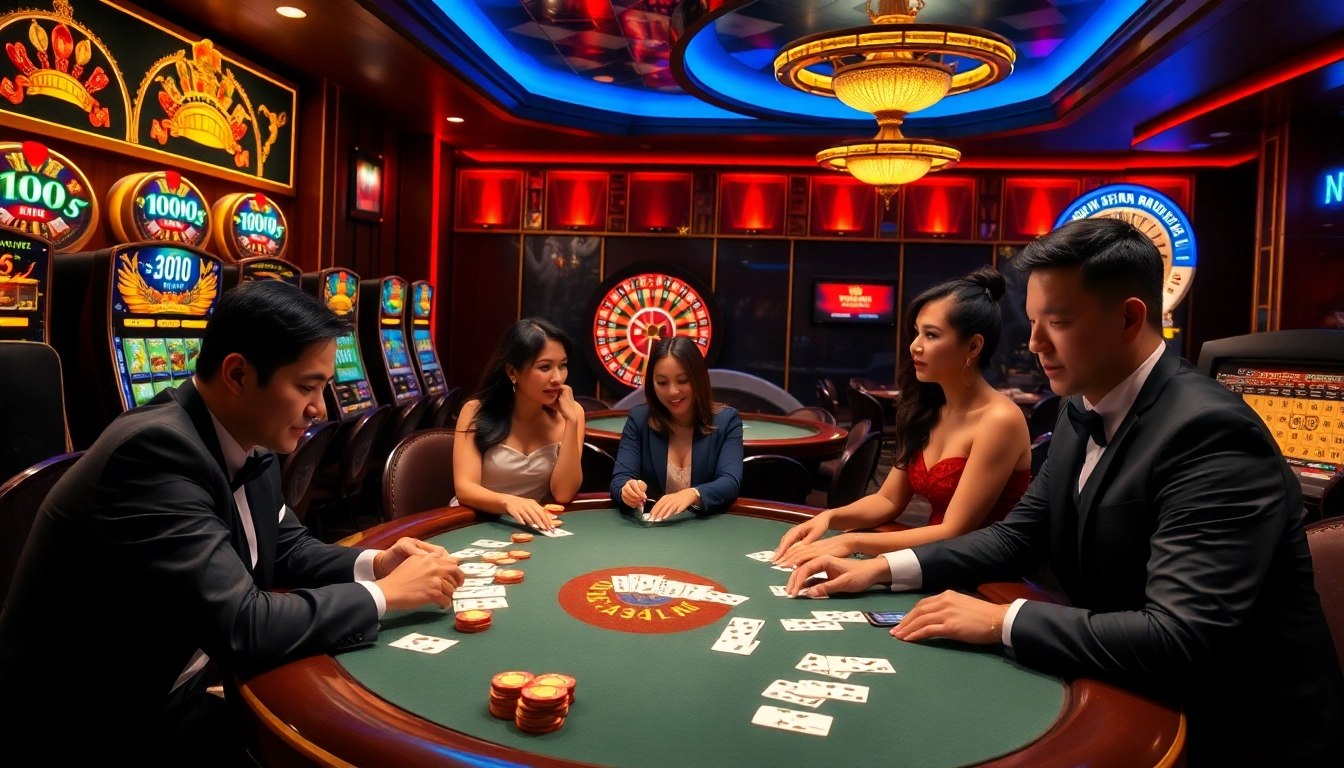 Nhat vip players enjoying a thrilling game at an upscale casino table.