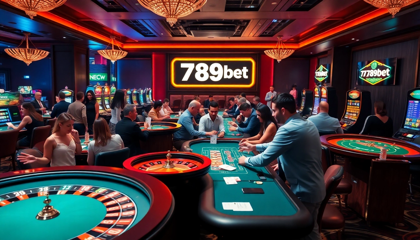 Players engaging at a casino table, highlighting the 789bet online gambling experience.