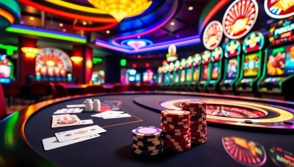 Experience the thrill of HB88 with vibrant casino games featuring poker chips and roulette.