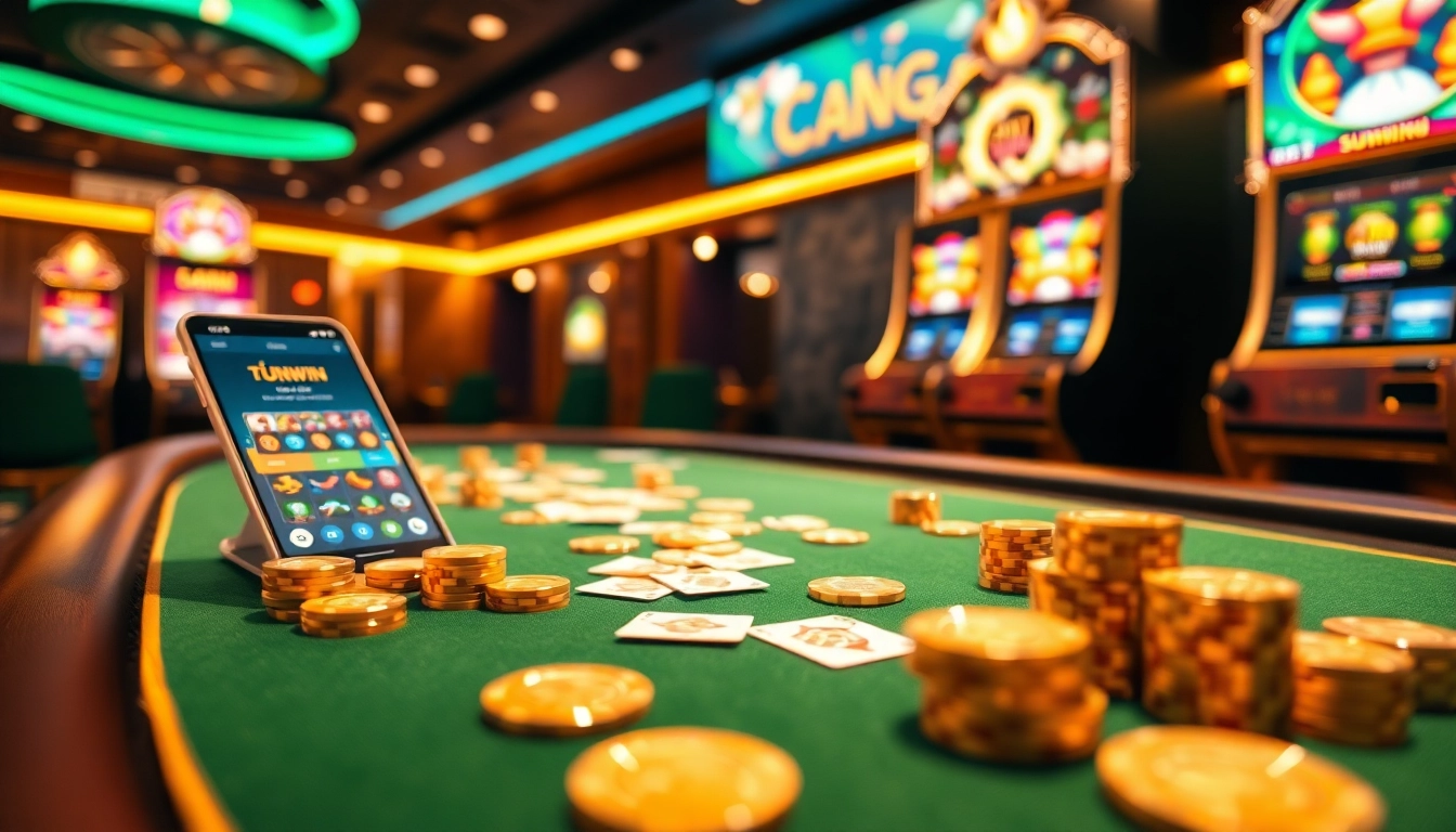 Experience the thrill of tải sunwin as players engage with colorful casino elements.