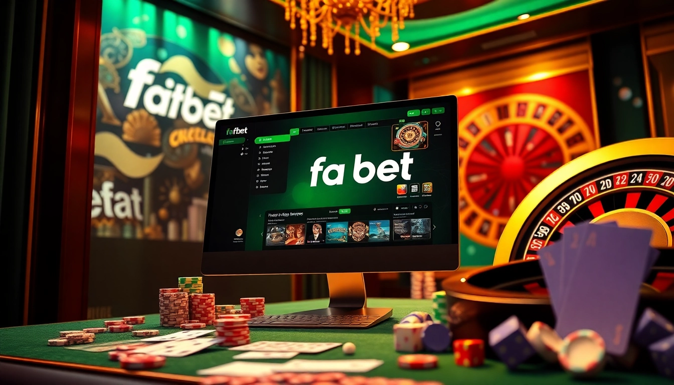 Exciting moment of placing a bet on fa bet's online gambling interface within a luxurious casino atmosphere.