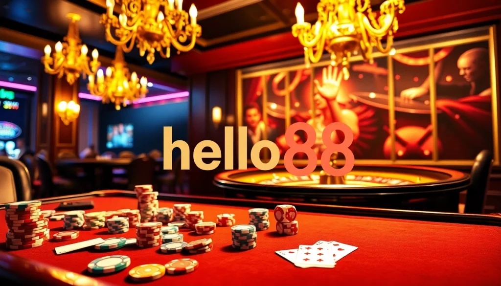Experience the thrills of gambling with hello88 at a luxurious casino table surrounded by excitement.
