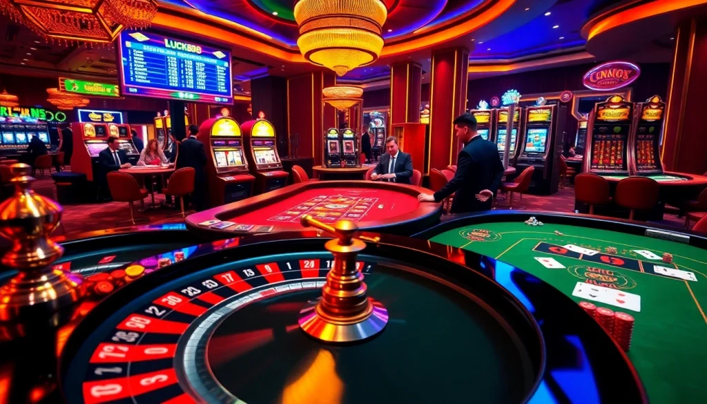 Experience the excitement of Luck88 casino with vibrant gaming tables and thrilling slot machines.