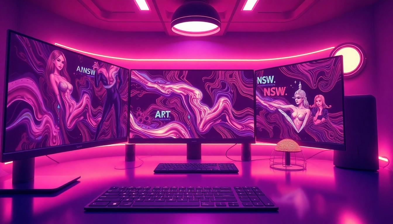 Captivating AI NSFW art generation interface illustration showcasing futuristic technology.