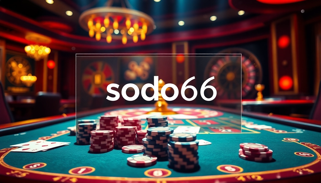 Experience the excitement of sodo66 with vibrant casino gaming tables and digital interfaces.