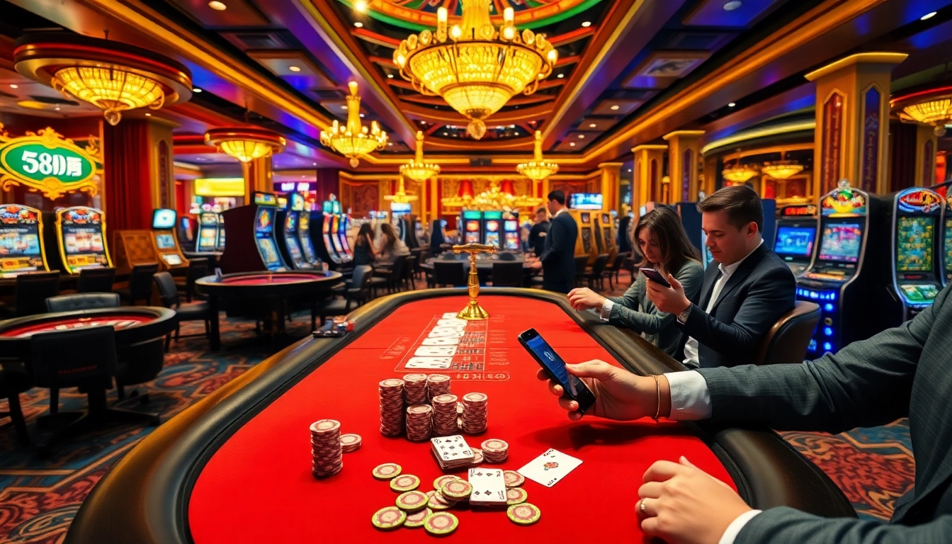 Players enjoying an exciting game at 58win casino with vibrant tables and thrilling atmosphere.