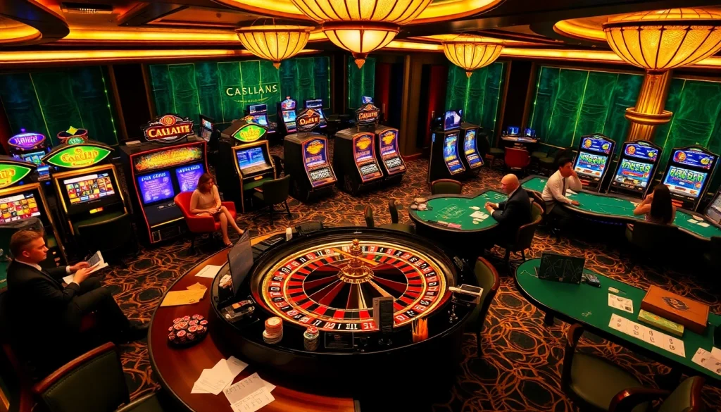 Experience the excitement of S8 casino gaming with players at roulette and poker tables.